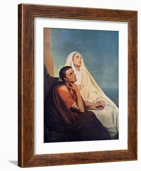 St Augustine with His Mother St Monica, 1855-Ary Scheffer-Framed Giclee Print