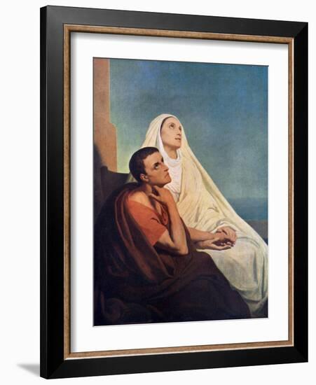 St Augustine with His Mother St Monica, 1855-Ary Scheffer-Framed Giclee Print