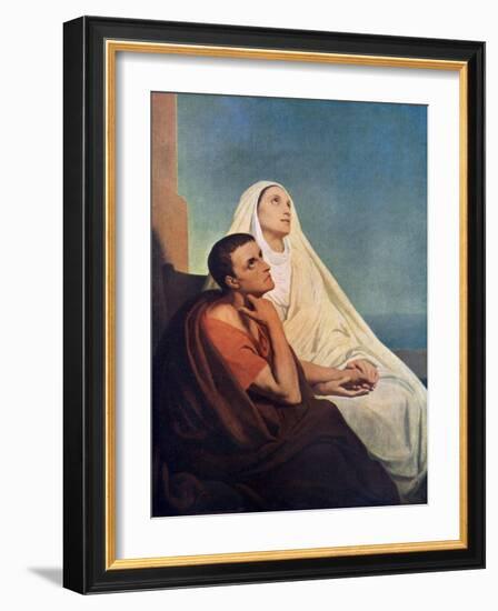 St Augustine with His Mother St Monica, 1855-Ary Scheffer-Framed Giclee Print