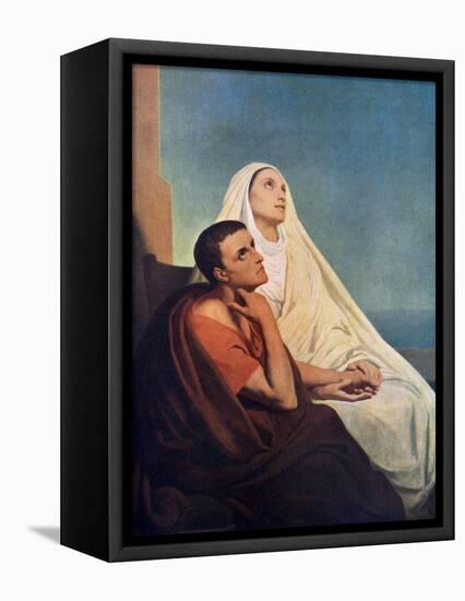 St Augustine with His Mother St Monica, 1855-Ary Scheffer-Framed Premier Image Canvas