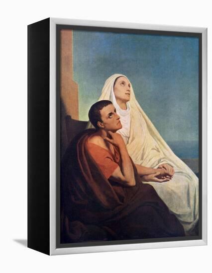 St Augustine with His Mother St Monica, 1855-Ary Scheffer-Framed Premier Image Canvas