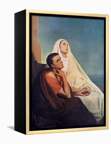 St Augustine with His Mother St Monica, 1855-Ary Scheffer-Framed Premier Image Canvas