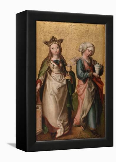 St. Barbara and St. Mary Magdalene (Oil on Panel)-German School-Framed Premier Image Canvas