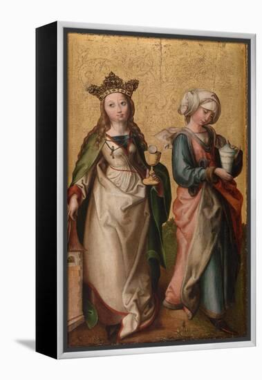 St. Barbara and St. Mary Magdalene (Oil on Panel)-German School-Framed Premier Image Canvas