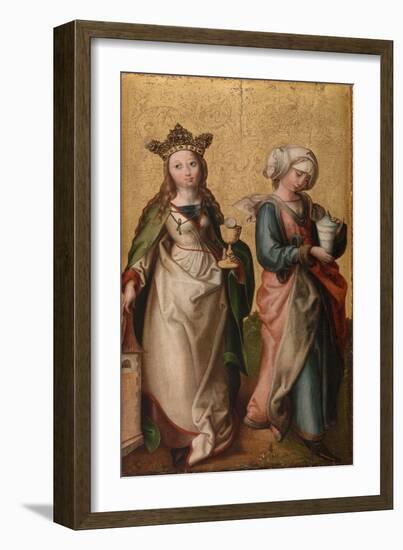 St. Barbara and St. Mary Magdalene (Oil on Panel)-German School-Framed Giclee Print