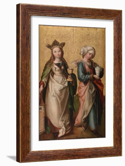 St. Barbara and St. Mary Magdalene (Oil on Panel)-German School-Framed Giclee Print