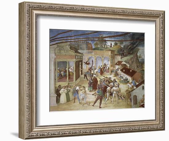 St Barbara Being Led Through Streets of City-null-Framed Giclee Print