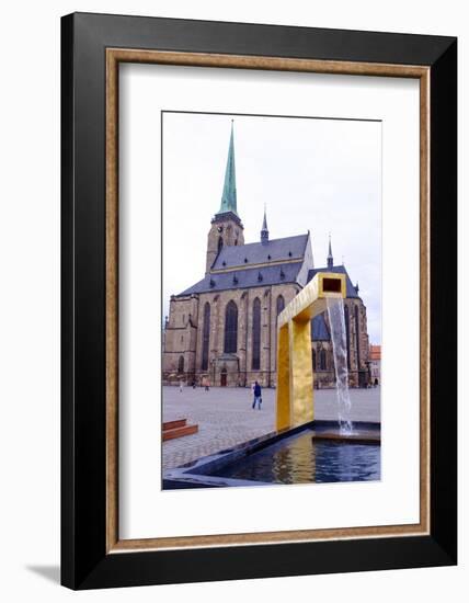 St. Bartholomew's Cathedral and One of the Three Modern Gold Fountains, Czech Republic-Carlo Morucchio-Framed Photographic Print
