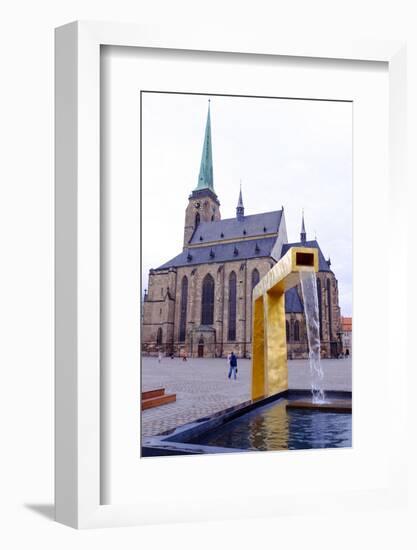 St. Bartholomew's Cathedral and One of the Three Modern Gold Fountains, Czech Republic-Carlo Morucchio-Framed Photographic Print
