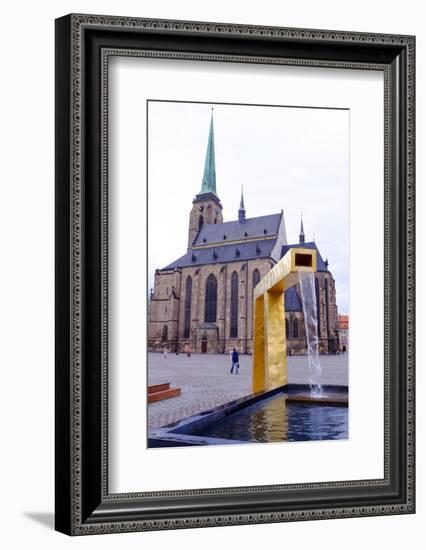 St. Bartholomew's Cathedral and One of the Three Modern Gold Fountains, Czech Republic-Carlo Morucchio-Framed Photographic Print