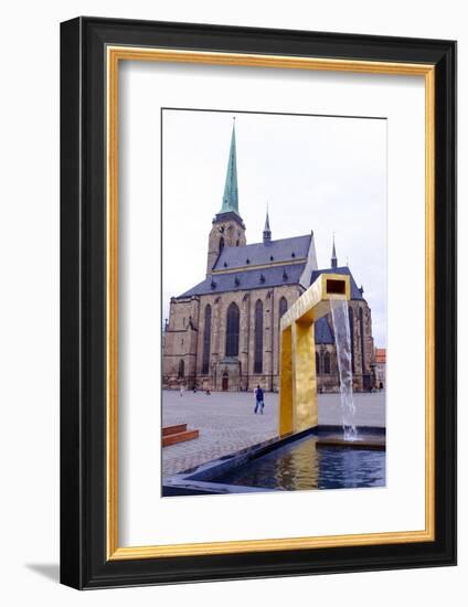 St. Bartholomew's Cathedral and One of the Three Modern Gold Fountains, Czech Republic-Carlo Morucchio-Framed Photographic Print