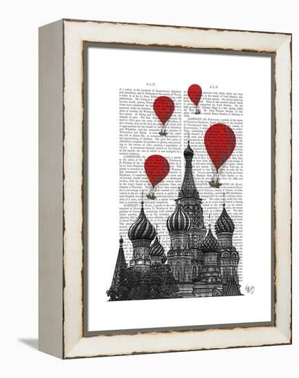 St Basil's Cathedral and Red Hot Air Balloons-Fab Funky-Framed Stretched Canvas