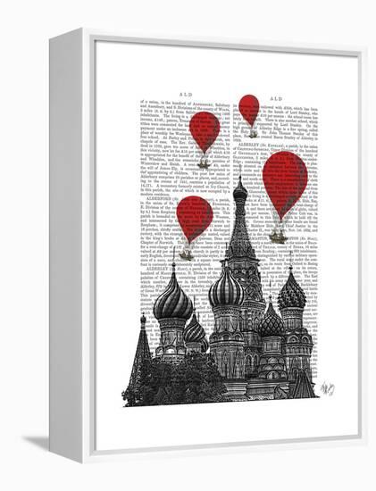 St Basil's Cathedral and Red Hot Air Balloons-Fab Funky-Framed Stretched Canvas