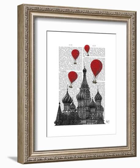 St Basil's Cathedral and Red Hot Air Balloons-Fab Funky-Framed Art Print