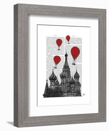 St Basil's Cathedral and Red Hot Air Balloons-Fab Funky-Framed Art Print