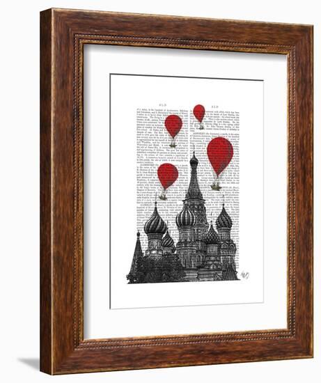 St Basil's Cathedral and Red Hot Air Balloons-Fab Funky-Framed Art Print