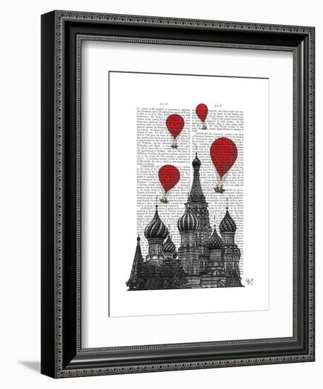 St Basil's Cathedral and Red Hot Air Balloons-Fab Funky-Framed Art Print