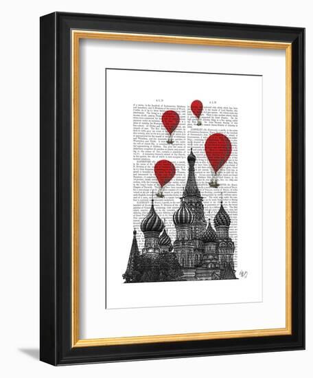 St Basil's Cathedral and Red Hot Air Balloons-Fab Funky-Framed Art Print