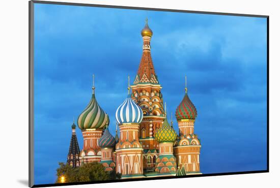 St. Basil's Cathedral lit up at night, UNESCO World Heritage Site, Moscow, Russia, Europe-Miles Ertman-Mounted Photographic Print