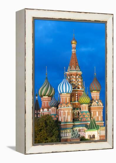 St. Basil's Cathedral lit up at night, UNESCO World Heritage Site, Moscow, Russia, Europe-Miles Ertman-Framed Premier Image Canvas