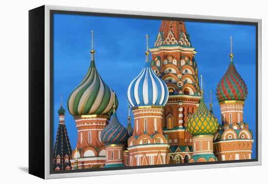 St. Basil's Cathedral lit up at night, UNESCO World Heritage Site, Moscow, Russia, Europe-Miles Ertman-Framed Premier Image Canvas