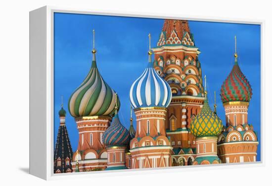 St. Basil's Cathedral lit up at night, UNESCO World Heritage Site, Moscow, Russia, Europe-Miles Ertman-Framed Premier Image Canvas