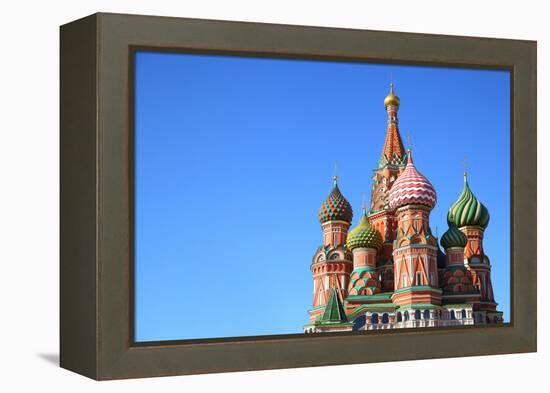 St. Basil's Cathedral on Red Square in Moscow, Russia. Copyspace at the Left.-Zoom-zoom-Framed Premier Image Canvas