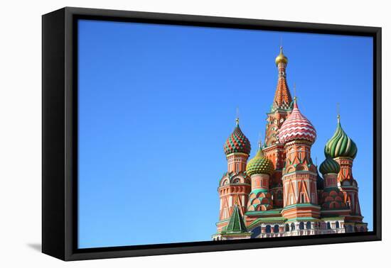 St. Basil's Cathedral on Red Square in Moscow, Russia. Copyspace at the Left.-Zoom-zoom-Framed Premier Image Canvas