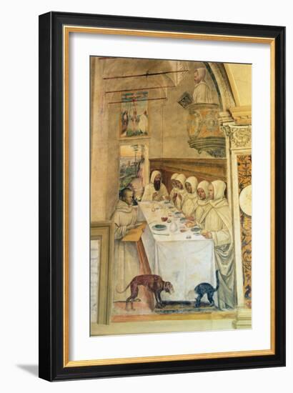 St. Benedict Finds Flour and Feeds the Monks, from the Life of St. Benedict, 1497-98-L. Signorelli and G. Sodoma-Framed Giclee Print