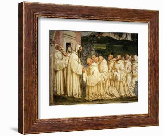 St Benedict of Nursia (480-550) Prays with his Monks, Fresco-Giovanni Antonio Bazzi Sodoma-Framed Giclee Print