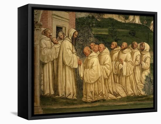 St Benedict of Nursia Prays with his Monks, Fresco-Giovanni Antonio Bazzi Sodoma-Framed Premier Image Canvas