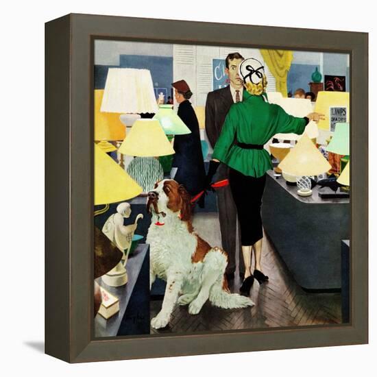 "St. Bernard in Lamp Shop", October 25, 1952-George Hughes-Framed Premier Image Canvas