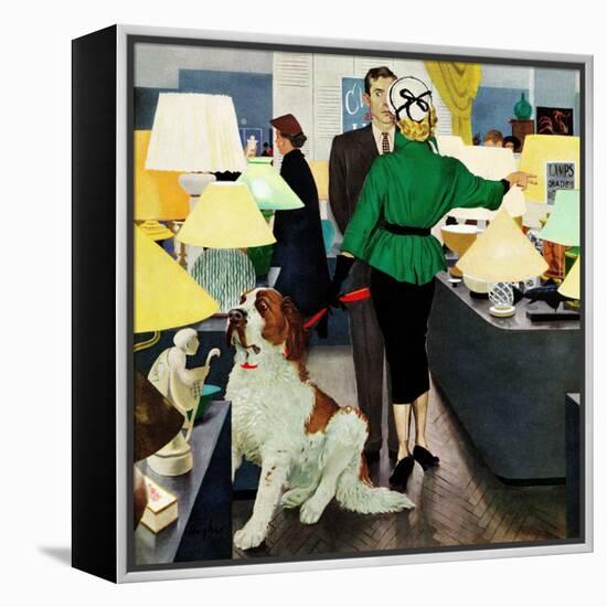 "St. Bernard in Lamp Shop", October 25, 1952-George Hughes-Framed Premier Image Canvas