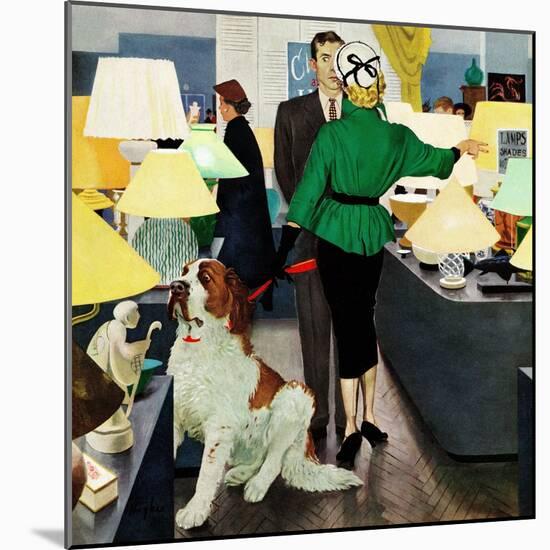 "St. Bernard in Lamp Shop", October 25, 1952-George Hughes-Mounted Giclee Print