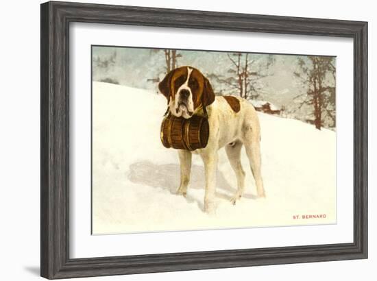 St. Bernard with Rescue Keg-null-Framed Art Print