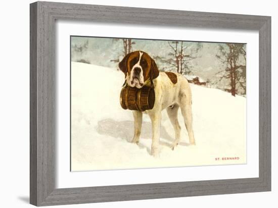 St. Bernard with Rescue Keg-null-Framed Art Print