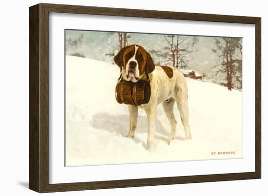 St. Bernard with Rescue Keg-null-Framed Art Print