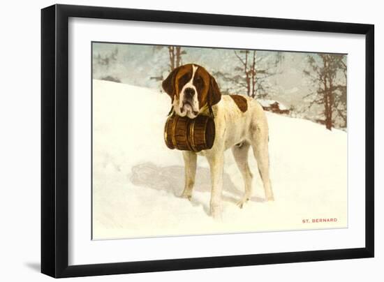 St. Bernard with Rescue Keg-null-Framed Art Print