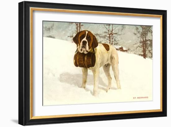 St. Bernard with Rescue Keg-null-Framed Art Print