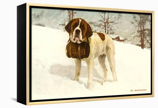 St. Bernard with Rescue Keg-null-Framed Stretched Canvas