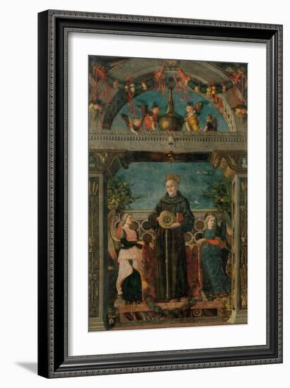 St. Bernardine of Siena and Angels-Andrea Mantegna-Framed Art Print