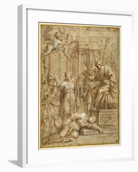 St. Bibiana Lies Martyred before the Prefect Apronianus-Pietro Da Cortona-Framed Giclee Print