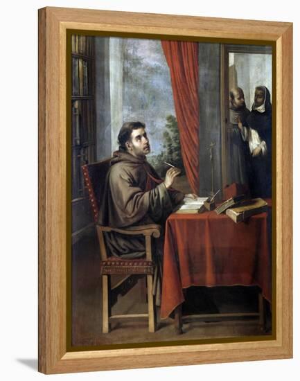 St. Bonaventure Receiving the Visit of Thomas Aquinas-null-Framed Premier Image Canvas