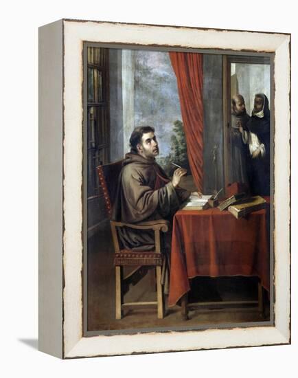 St. Bonaventure Receiving the Visit of Thomas Aquinas-null-Framed Premier Image Canvas