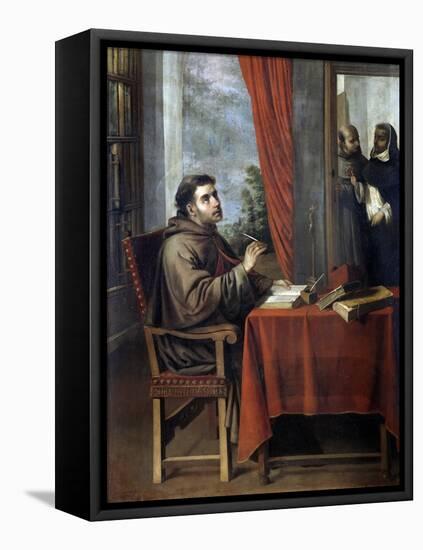 St. Bonaventure Receiving the Visit of Thomas Aquinas-null-Framed Premier Image Canvas