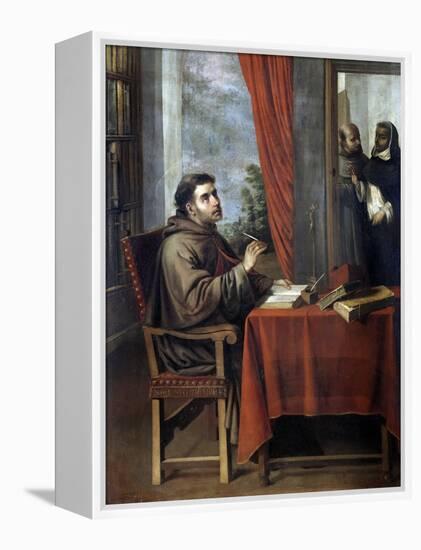 St. Bonaventure Receiving the Visit of Thomas Aquinas-null-Framed Premier Image Canvas