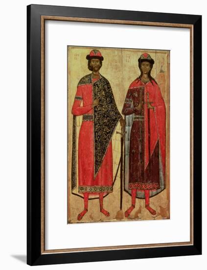 St. Boris and St. Gleb, Russian Icon, Moscow School, 14th Century-null-Framed Giclee Print