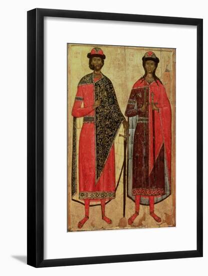 St. Boris and St. Gleb, Russian Icon, Moscow School, 14th Century-null-Framed Giclee Print