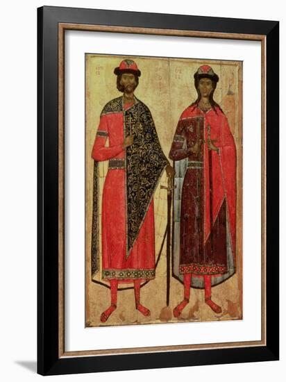 St. Boris and St. Gleb, Russian Icon, Moscow School, 14th Century-null-Framed Giclee Print