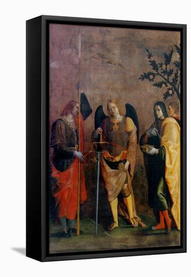 St. Bovo, Archangel Michael, St. Cosmas and St. Damian-Caroto Gian Francesco-Framed Stretched Canvas